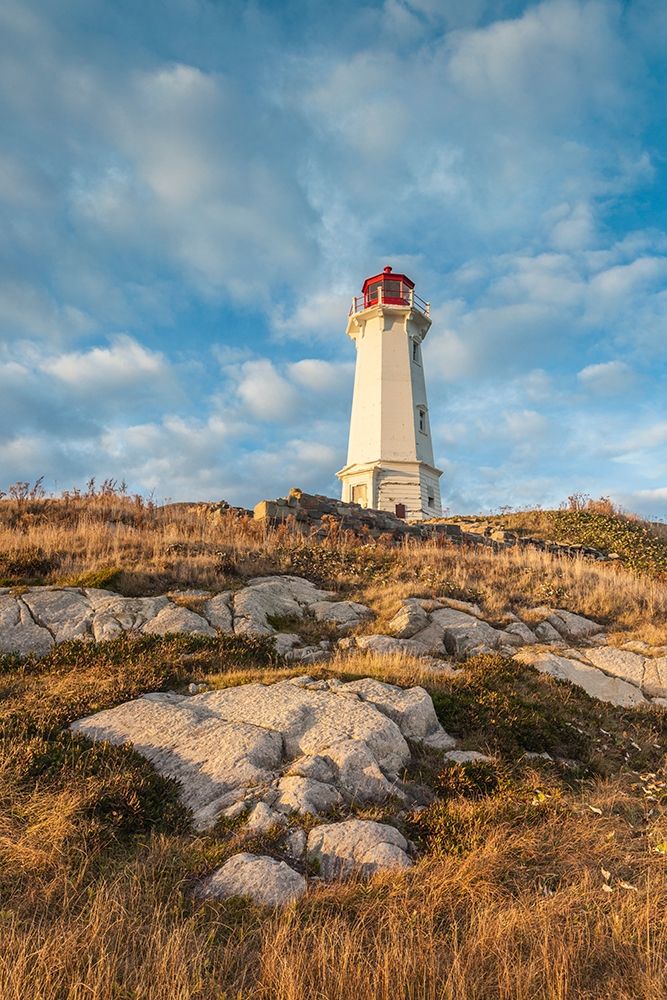 Canada-Nova Scotia-Louisbourg-Louisbourg Lighthouse-dusk art print by Walter Bibikow for $57.95 CAD