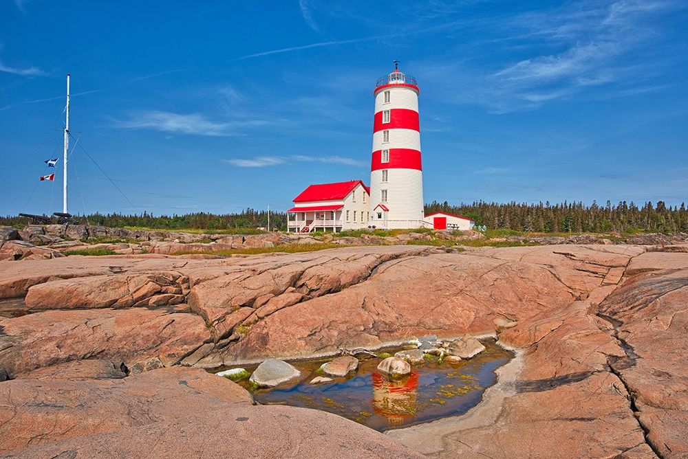 Canada-Quebec-Pointe-des-Monts Lighthouse on shore of St Lawrence River art print by Jaynes Gallery for $57.95 CAD