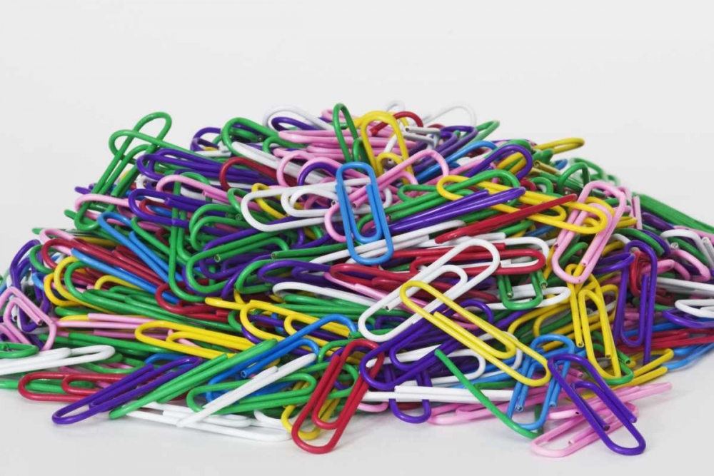 Pile of colored paper clips art print by Dennis Flaherty for $57.95 CAD