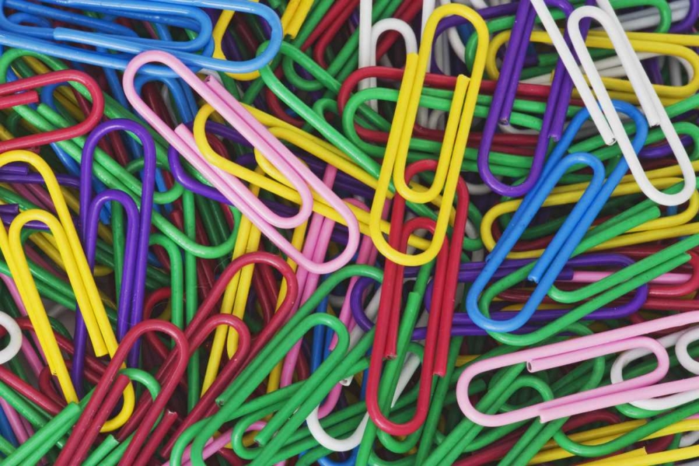 Multicolored paper clips art print by Dennis Flaherty for $57.95 CAD