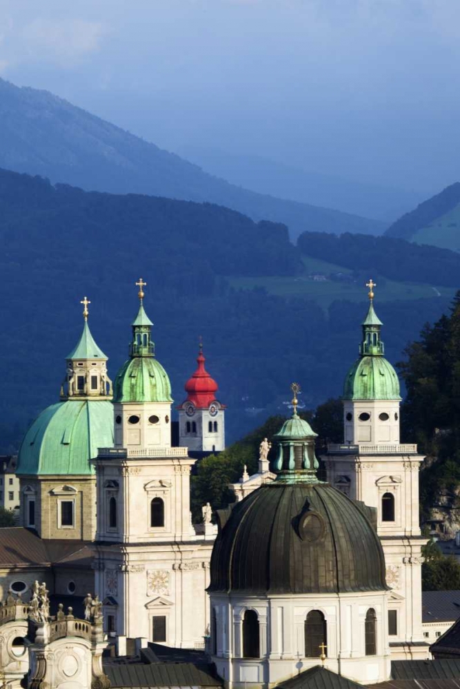 Austria, Salzburg Tower domes in city scenic art print by Dennis Flaherty for $57.95 CAD