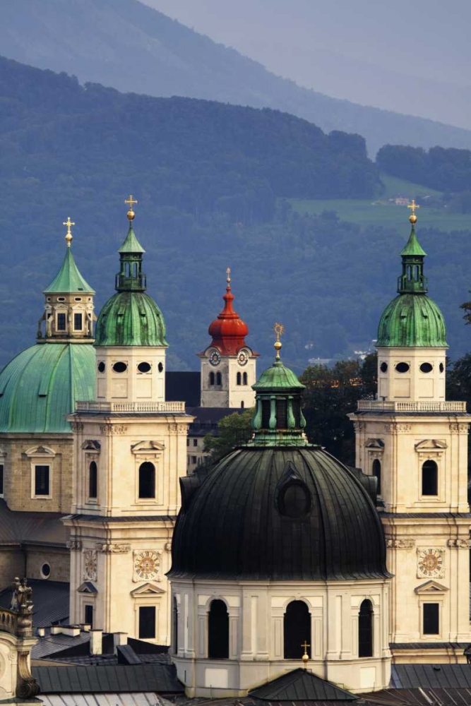 Austria, Salzburg Tower domes in city scenic art print by Dennis Flaherty for $57.95 CAD