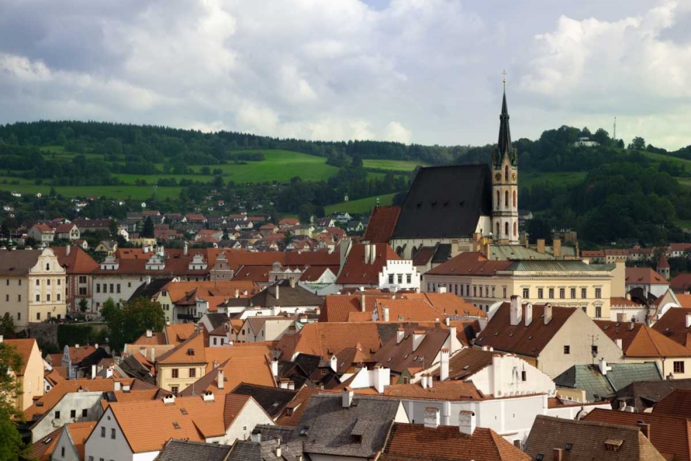 Czech Republic, Cesky Krumlov Town and hills art print by Dennis Flaherty for $57.95 CAD