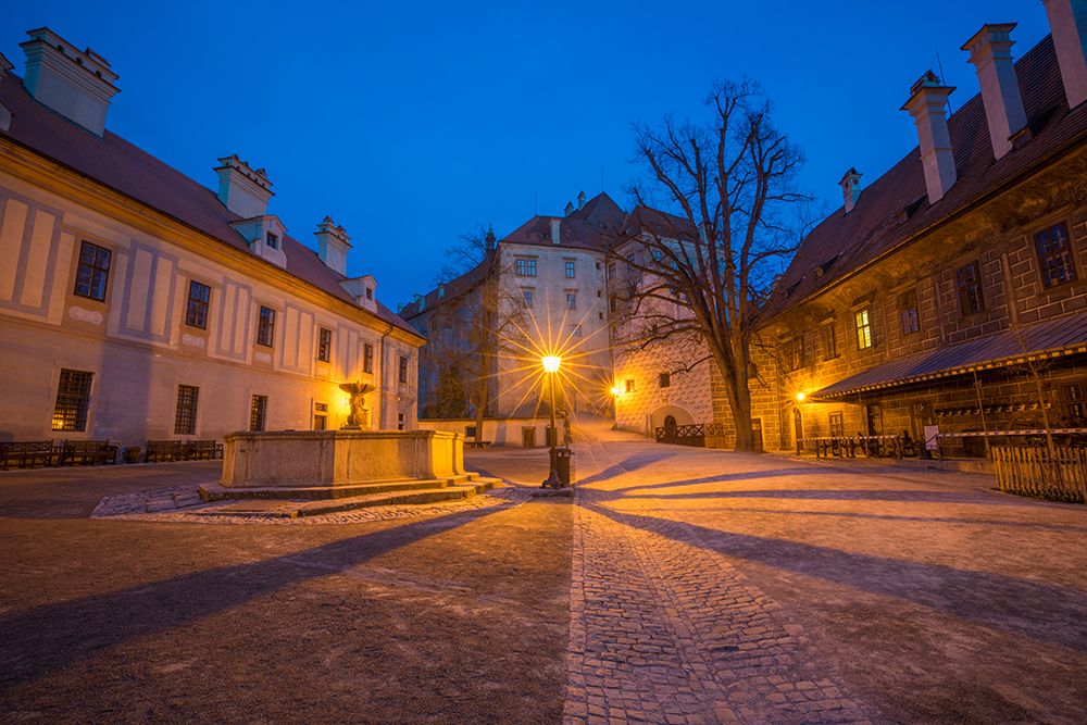 Europe-Czech Republic-Cesky Krumlov-Cesky Krumlov Castle courtyard at sunset art print by Jaynes Gallery for $57.95 CAD
