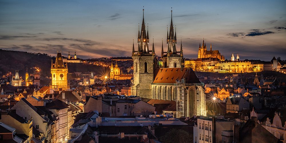 Europe-Czech Republic-Prague-Panoramic overview of city at sunset art print by Jaynes Gallery for $57.95 CAD