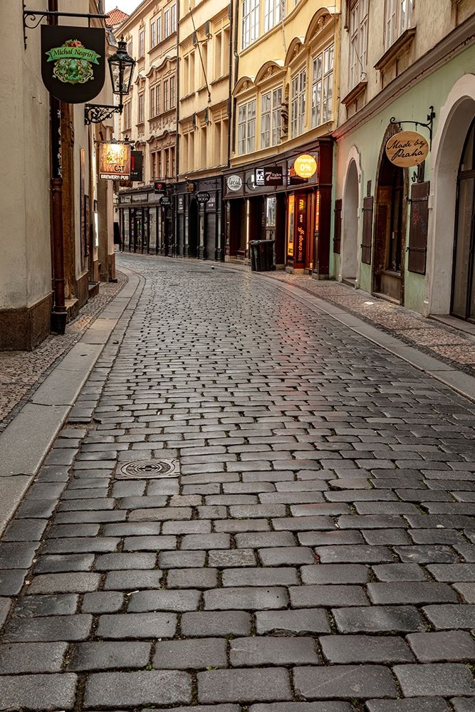 Narrow wet cobblestone streets in Old Town in Prague-Czech Republic art print by Chuck Haney for $57.95 CAD