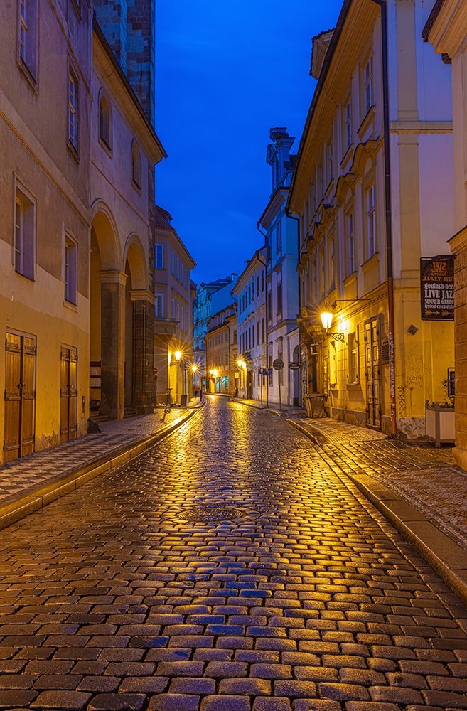 Narrow wet cobblestone streets in Old Town in Prague-Czech Republic art print by Chuck Haney for $57.95 CAD