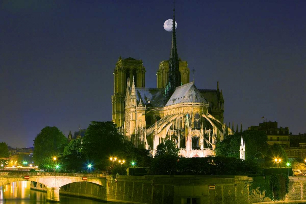 France, Paris Full moon over Notre Dame art print by Jim Zuckerman for $57.95 CAD