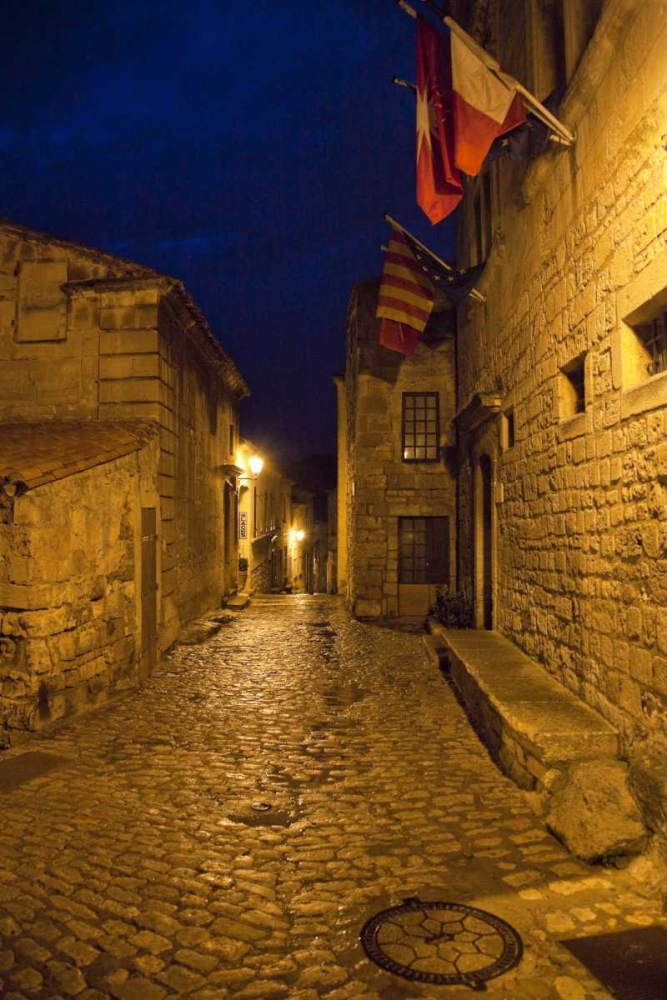 France, Provence Flags over street in castle art print by Fred Lord for $57.95 CAD