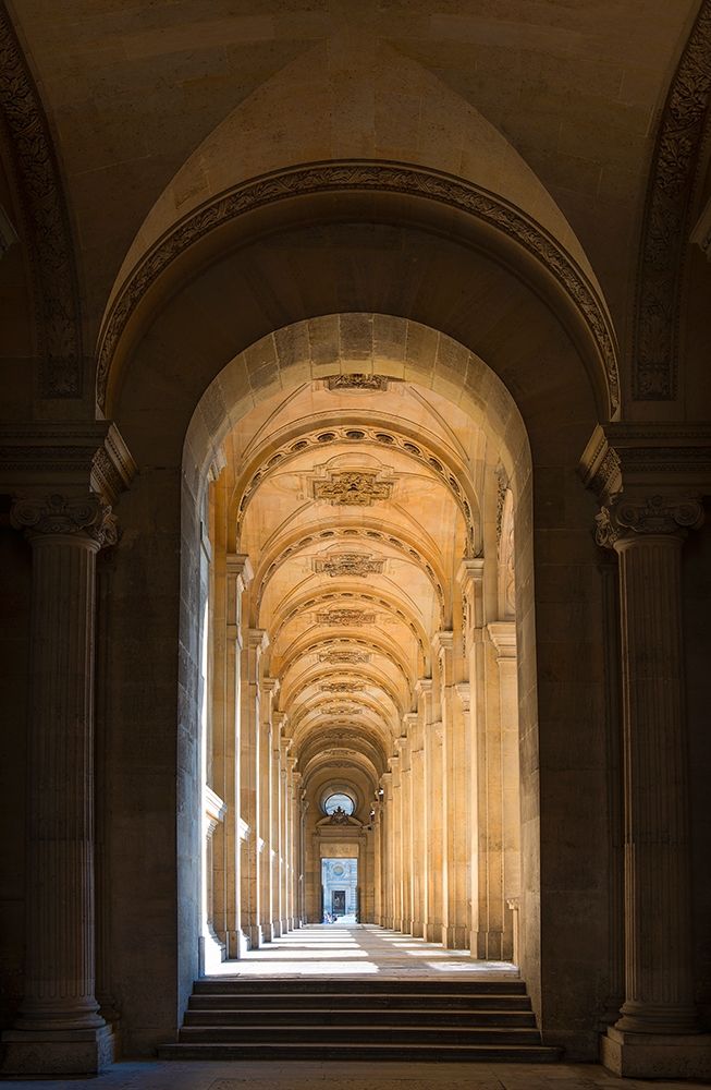 Hallway to the pyramid and courtyard at the Louvre in Paris-France art print by Steve Mohlenkamp for $57.95 CAD