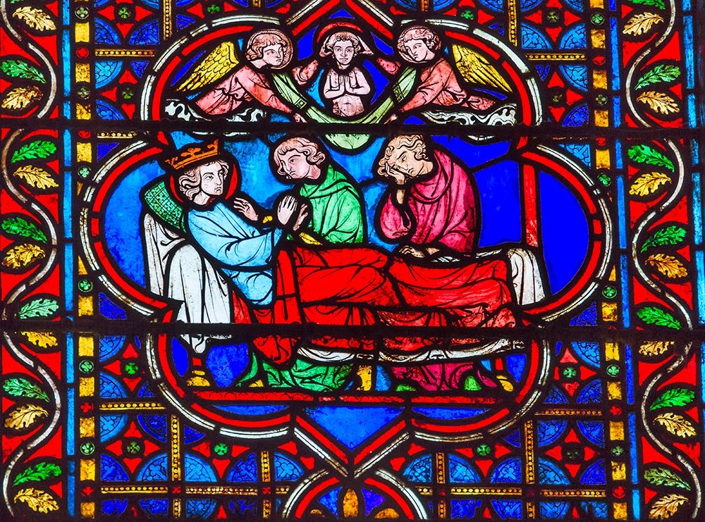 King Death Bed Angels Medieval Stories stained glass-Notre Dame Cathedral-Paris-France  art print by William Perry for $57.95 CAD