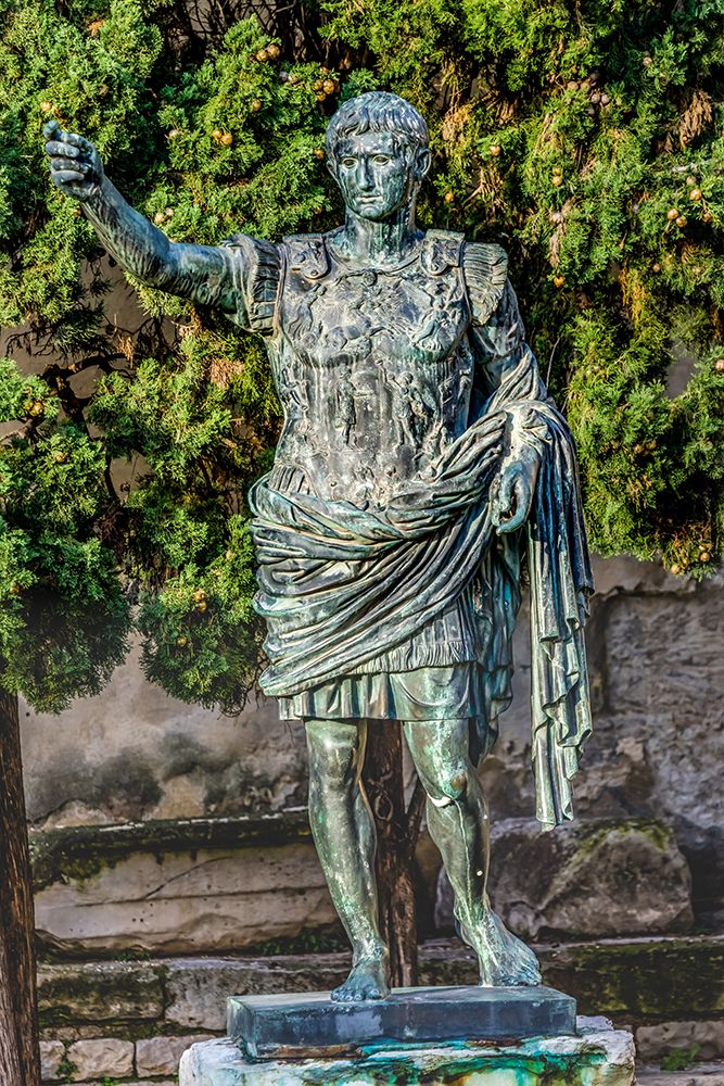 Emperor Augustus statue Augusta Porte-Nimes-Gard-France. Original Nimes gate 16 BC-1863. art print by William Perry for $57.95 CAD