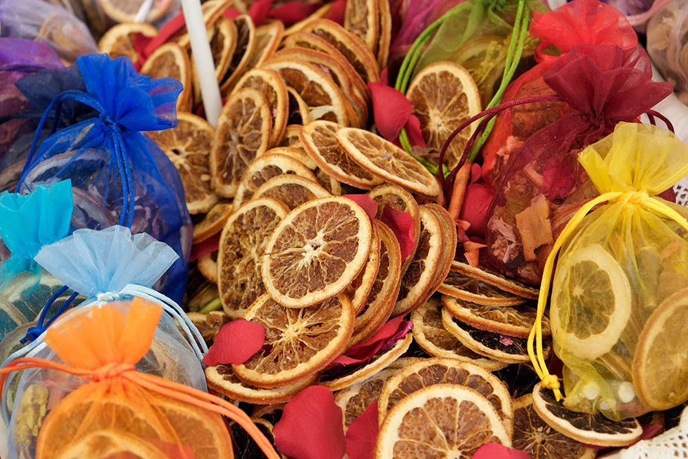 Munich-Germany Farmers market Local crafts Sachets of dried oranges art print by Julien McRoberts for $57.95 CAD