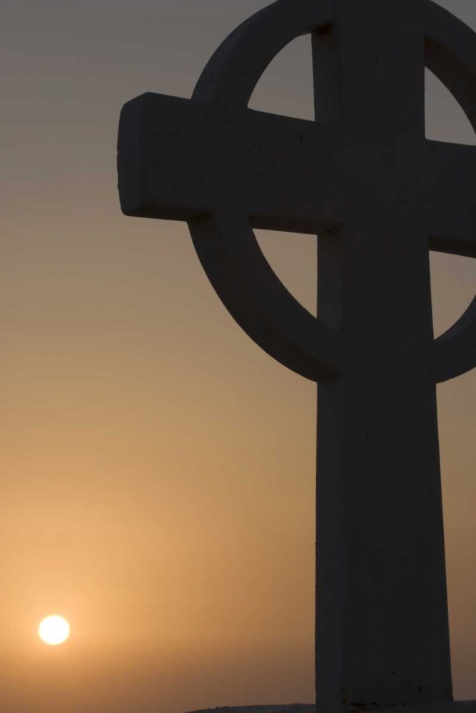 Greece, Santorini Greek cross against sunset art print by Bill Young for $57.95 CAD