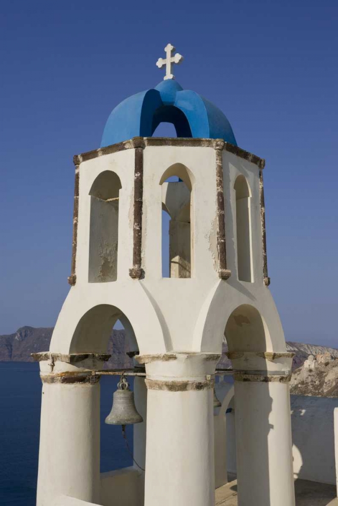 Greece, Thira, Oia Church overlooks the sea art print by Bill Young for $57.95 CAD