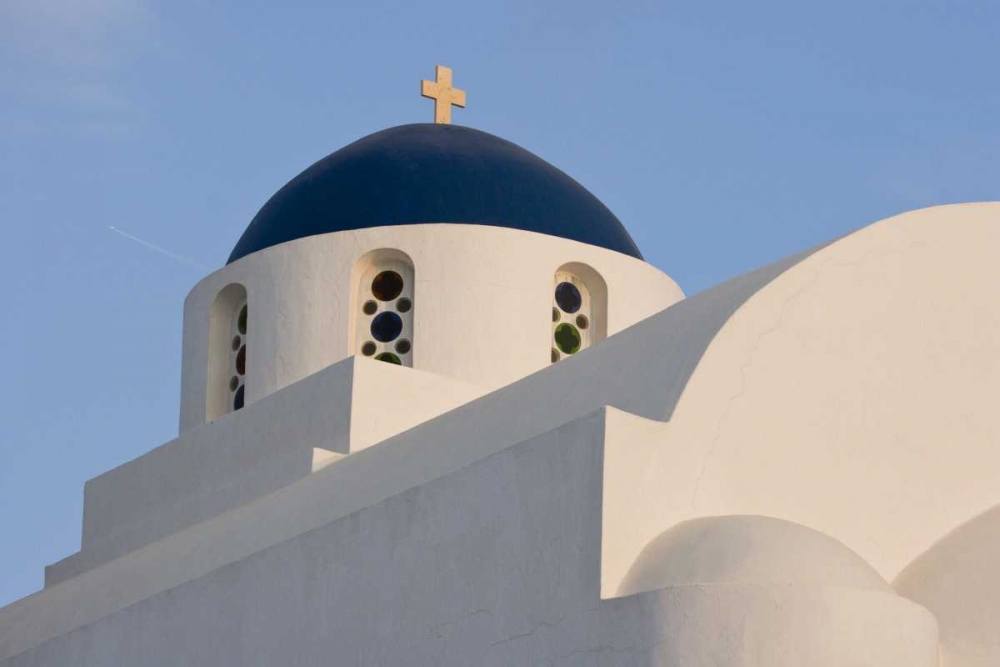 Greece, Santorini White church with blue dome art print by Bill Young for $57.95 CAD