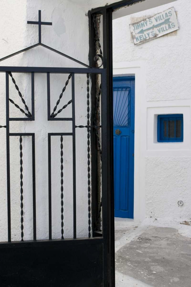 Greece, Santorini Black iron church gate art print by Bill Young for $57.95 CAD