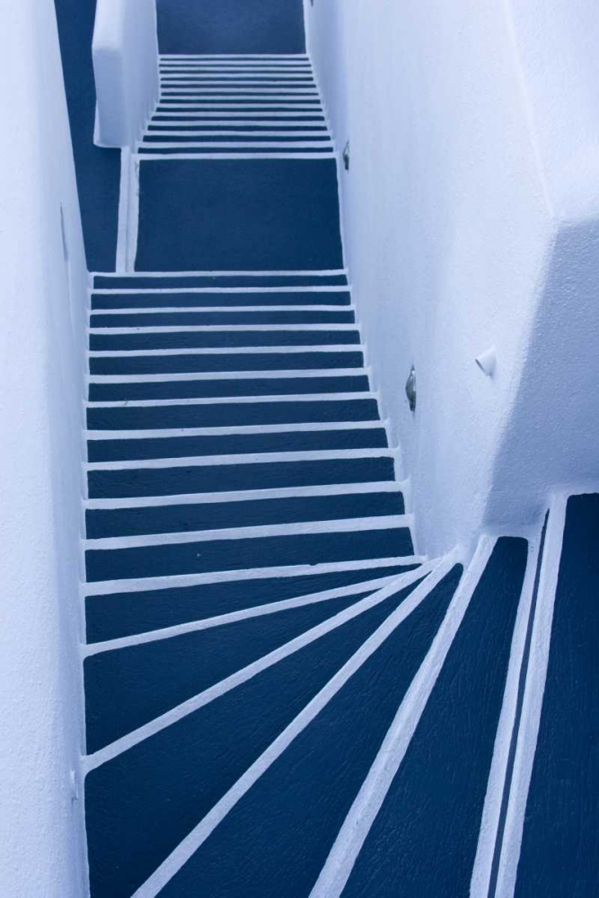 Greece, Santorini Painted blue and white stairs art print by Bill Young for $57.95 CAD