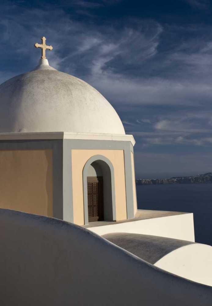Greece, Santorini Church dome against clouds art print by Bill Young for $57.95 CAD