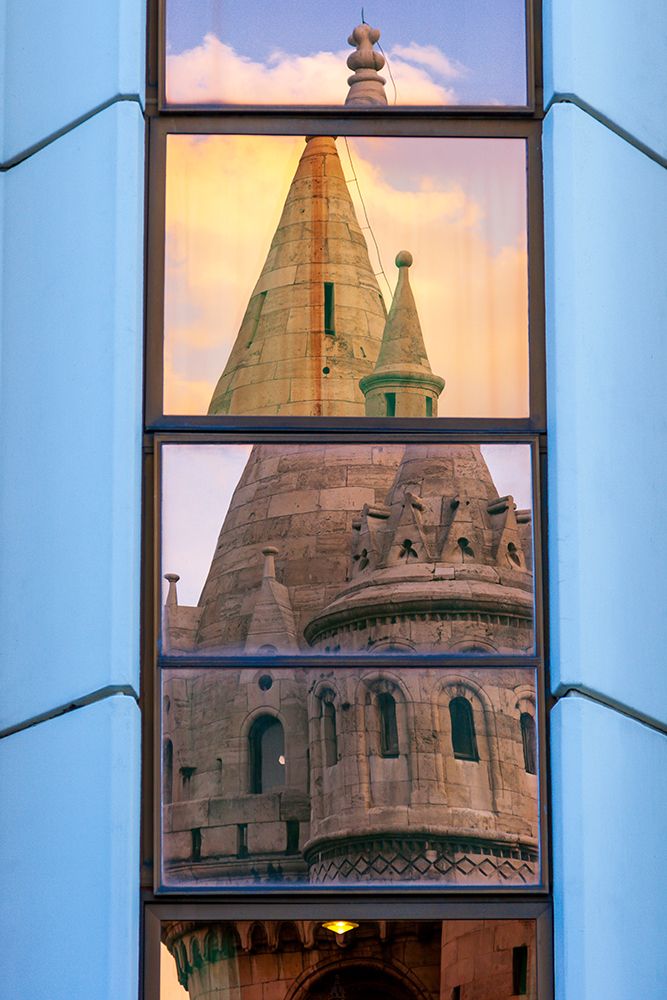 Reflection of Fishermans Bastion next to Matyas Church-Castle Hill-Buda side of Central Budapest-Ca art print by Tom Haseltine for $57.95 CAD