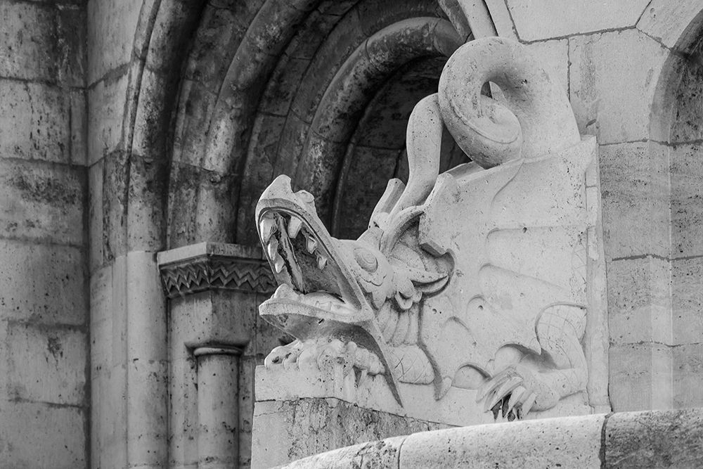 Hungary-Budapest-Dragon statue at Fishermans Bastion building art print by Tom Haseltine for $57.95 CAD