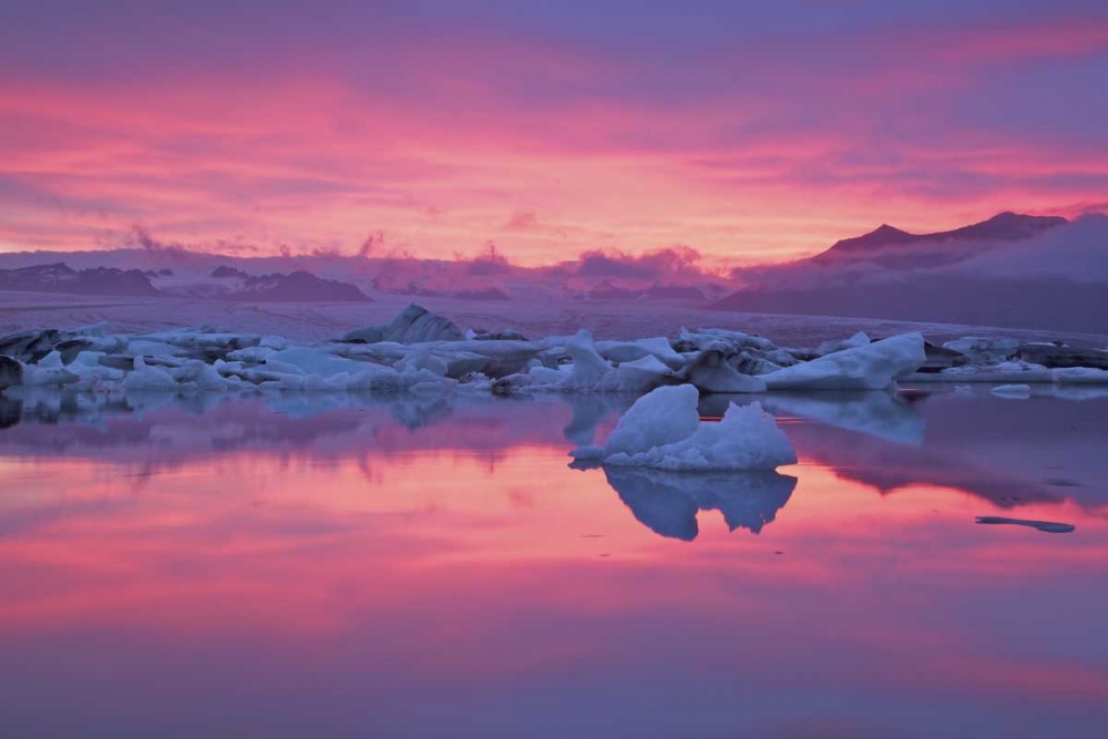 Iceland, Hofn Sunset over the Jokulsarlon lagoon art print by Josh Anon for $57.95 CAD