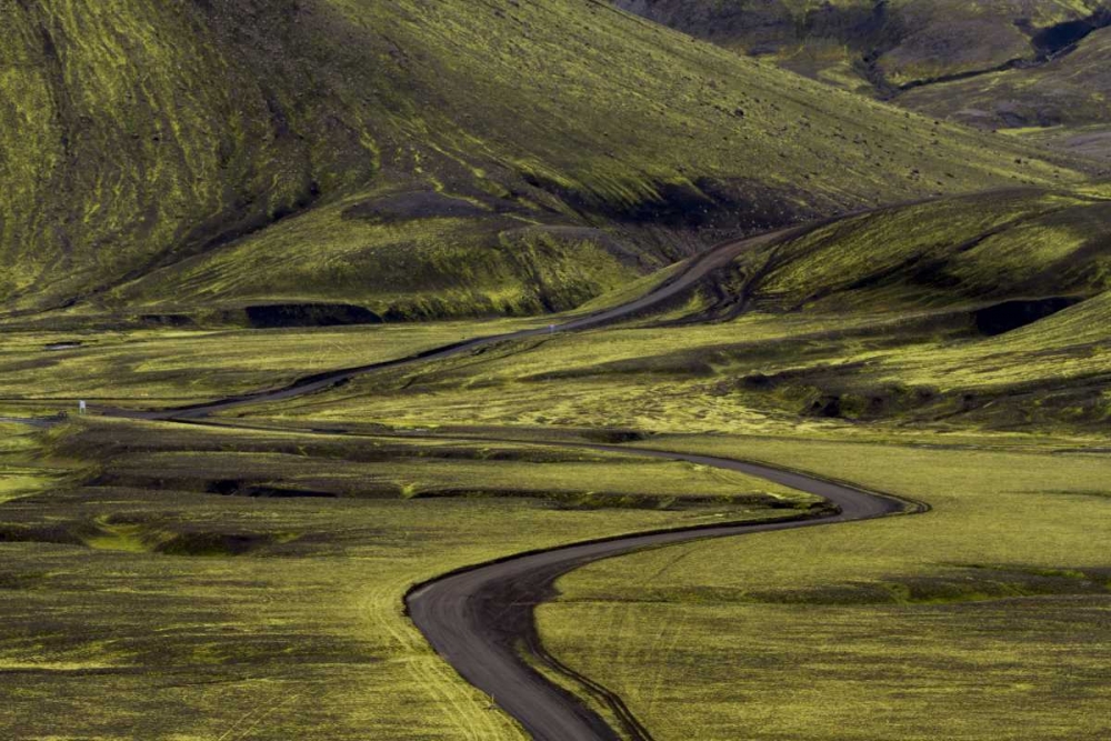 Iceland Road curves through green countryside art print by Bill Young for $57.95 CAD