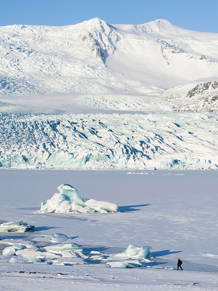 Glacier Fjallsjoekull and frozen glacial lake Fjallsarlon in Vatnajokull National Park art print by Martin Zwick for $57.95 CAD