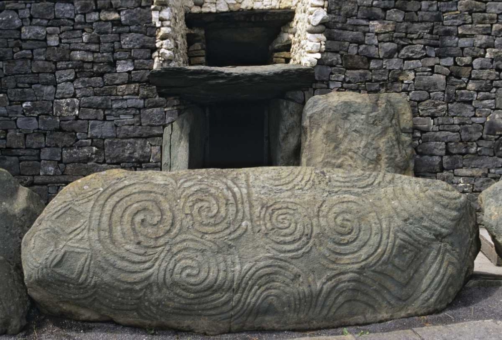 Ireland, Newgrange Elaborately carved stone art print by Dennis Flaherty for $57.95 CAD