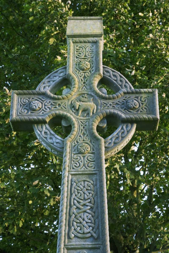 Ireland, Roscommon Celtic cross outside a Church art print by Dennis Flaherty for $57.95 CAD