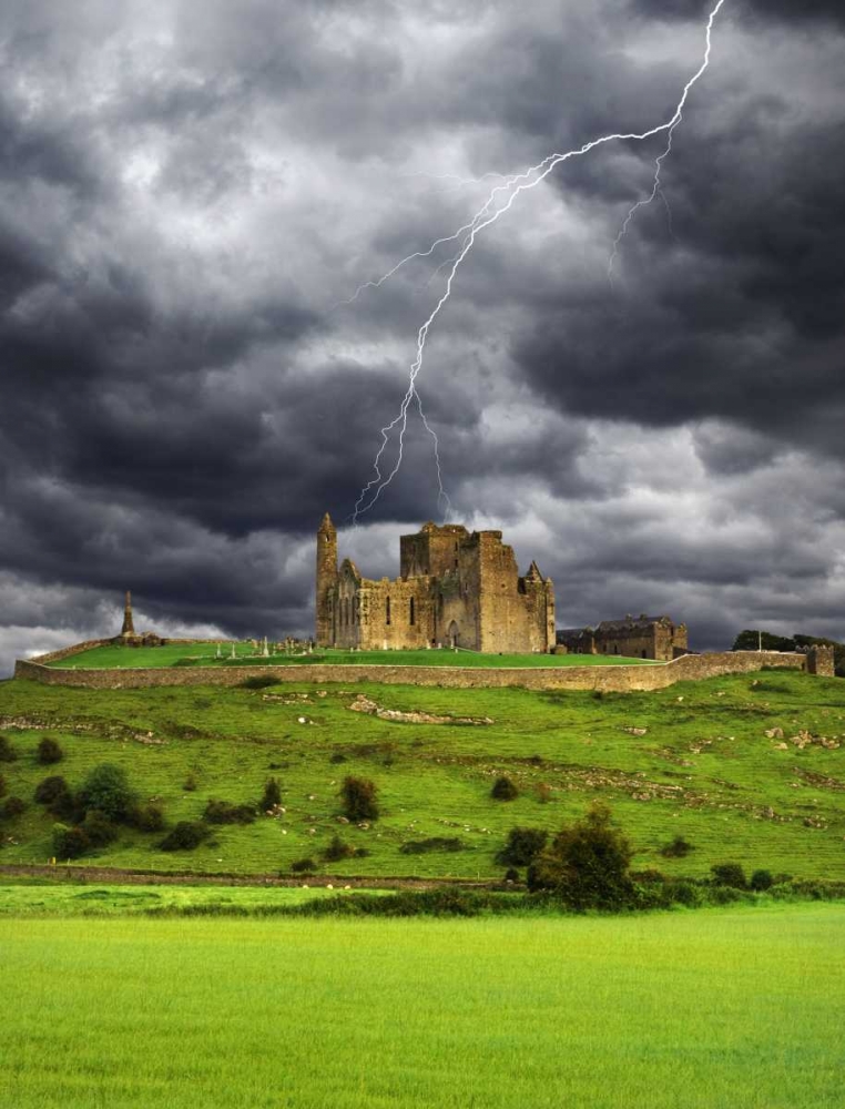 Ireland, Tipperary Lightning over Rock of Cashel art print by Dennis Flaherty for $57.95 CAD