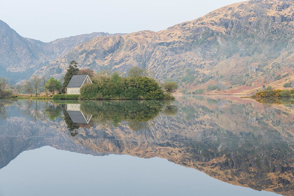 Ireland-Cork-Gougane Barra Church and mountain reflections in lake art print by Jaynes Gallery for $57.95 CAD