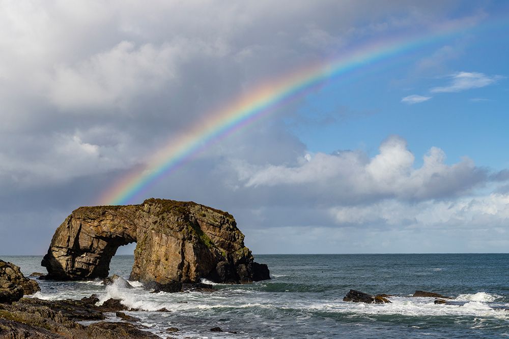 Rainbow over The Great Pollet Sea Arch in County Donegal-Ireland art print by Chuck Haney for $57.95 CAD