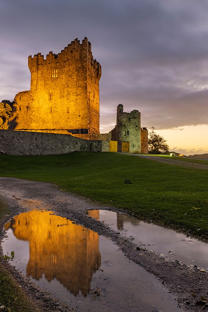 Historic Ross Castle at dusk in Killarney National Park-Ireland art print by Chuck Haney for $57.95 CAD