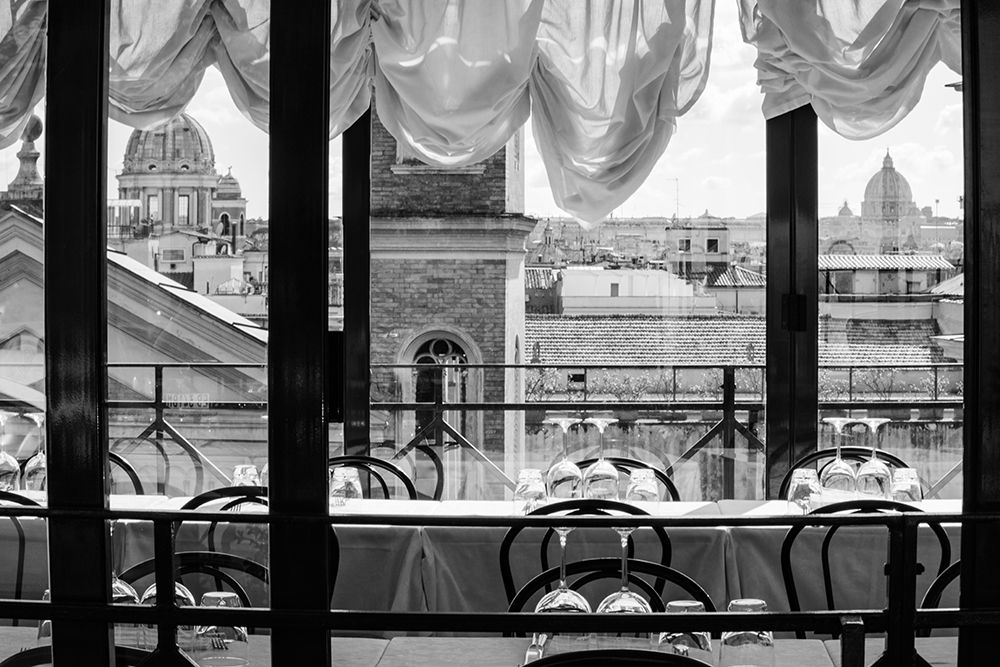 Italy-Rome Scene of skyline and St Peters dome from restaurant on Viale della Trinita dei Monti art print by Alison Jones for $57.95 CAD