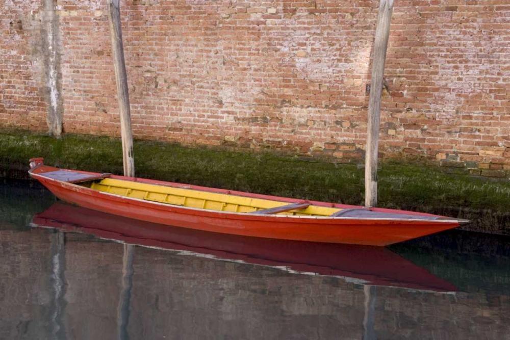 Italy, Venice Red boat reflecting in a canal art print by Bill Young for $57.95 CAD