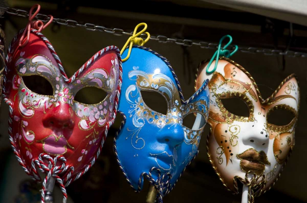 Italy, Venice Display of venetian carnival masks art print by Wendy Kaveney for $57.95 CAD
