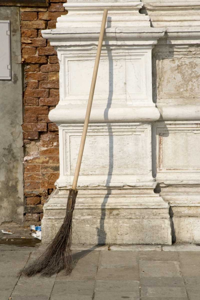Italy, Venice Handmade broom against a pillar art print by Wendy Kaveney for $57.95 CAD