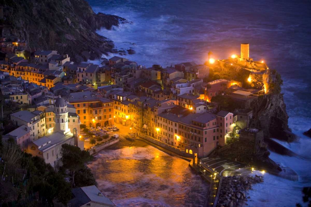 Italy, Vernazza, Cinque Terra City lit at night art print by Jim Zuckerman for $57.95 CAD