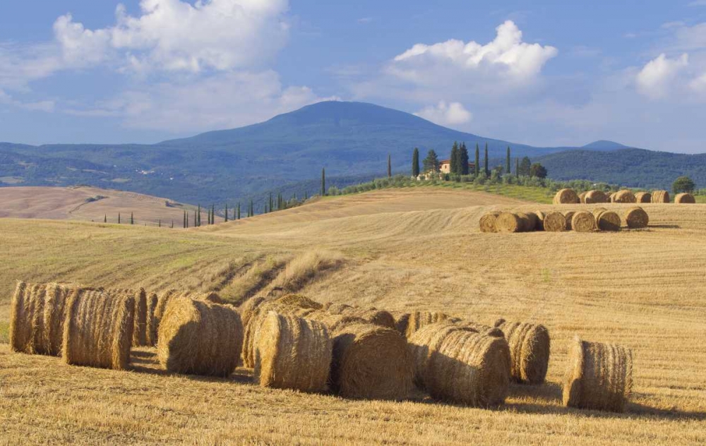 Italy, San Quirico dOrcia Bales of hay and farm art print by Gilles Delisle for $57.95 CAD