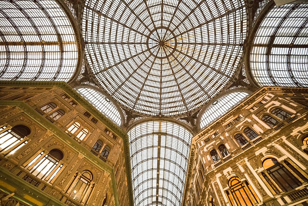 Europe-Italy-Naples-Looking up at Galleria Umberto shopping arcade ceiling art print by Jaynes Gallery for $57.95 CAD