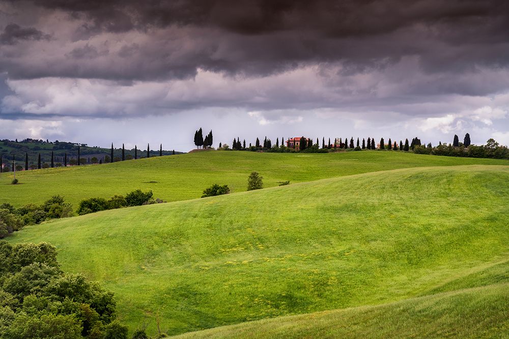 Europe-Italy-Tuscany-Val d Orcia-Farmland under stormy sky art print by Jaynes Gallery for $57.95 CAD