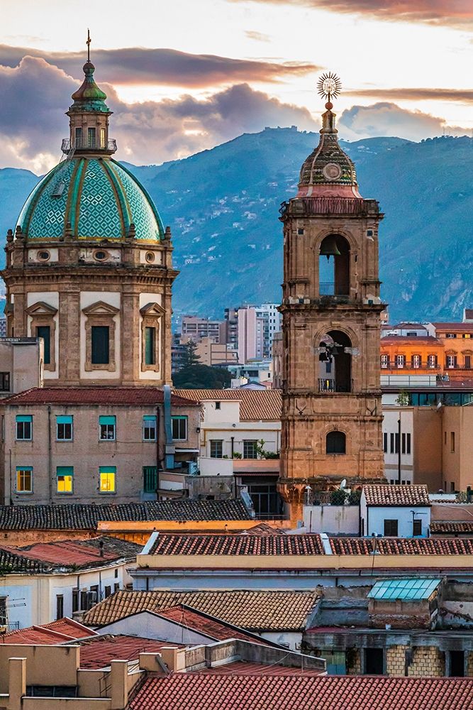Palermo Province-Palermo The dome and bell tower of the baroque Chiesa del Gesu art print by Emily Wilson for $57.95 CAD