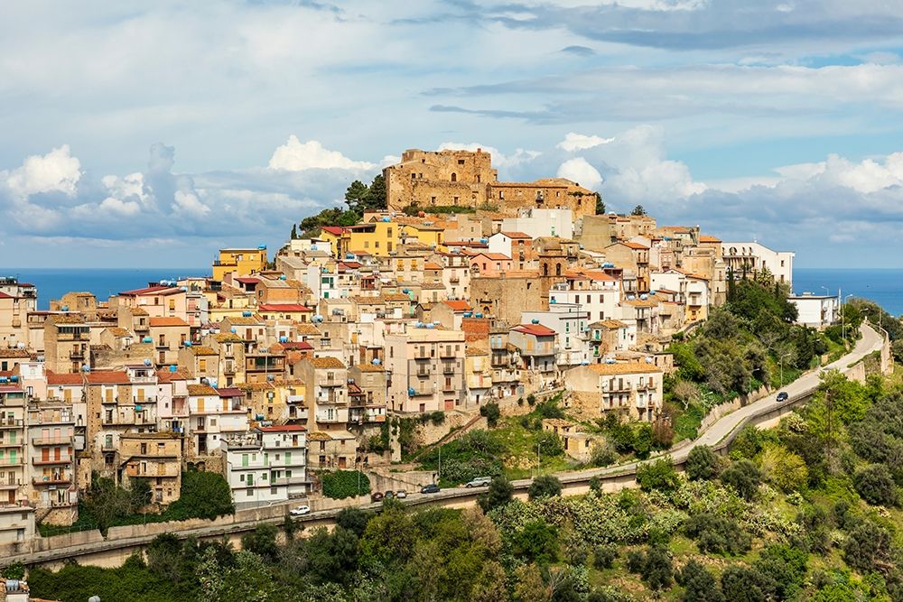 Messina Province-Caronia The medieval hilltop town Caronia-built around a Norman castle art print by Emily Wilson for $57.95 CAD