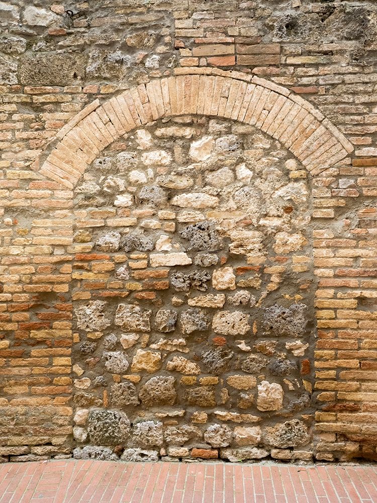 Italy-Chianti Old doorway that has been closed off with stone in the town of San Gimignano art print by Julie Eggers for $57.95 CAD