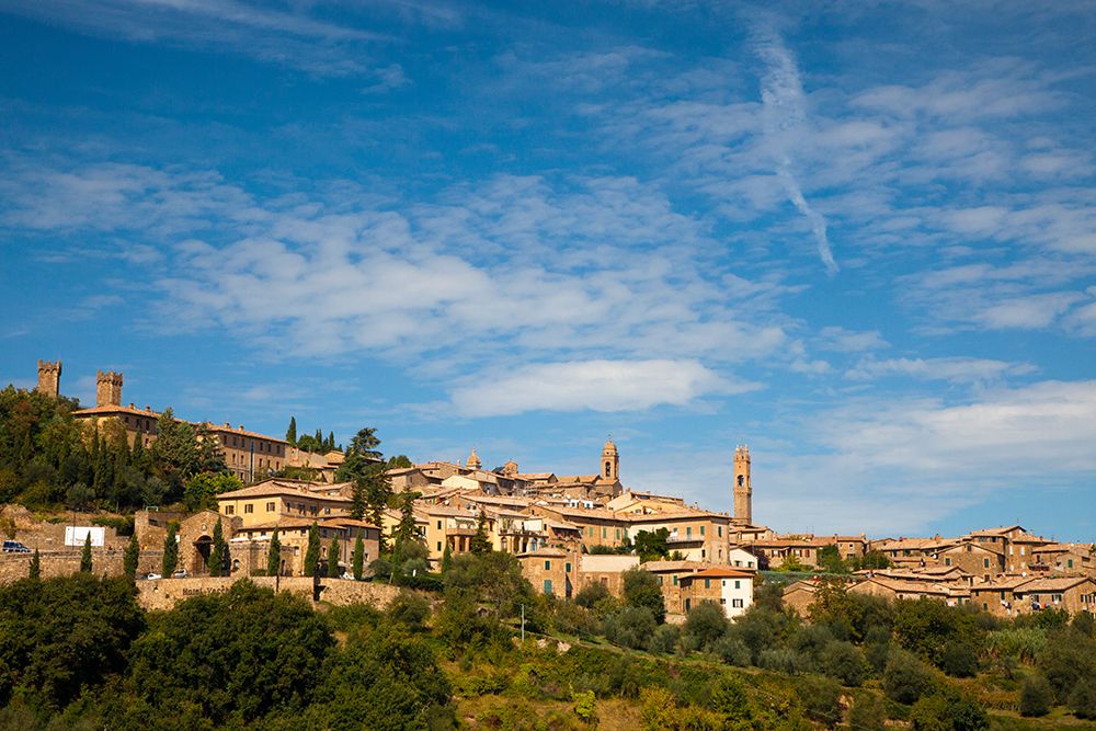 Italy-Tuscany-Montalcino The hill town of Montalcino as seen from below art print by Julie Eggers for $57.95 CAD