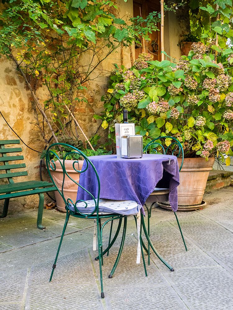 Italy-Tuscany-Pienza Restaurant outside dining along the streets art print by Julie Eggers for $57.95 CAD