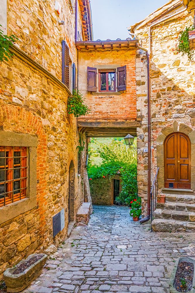 Greve in Chianti, Tuscany, Italy. Ancient buildings showing shuttered windows and stonework walls. art print by Murray McCallum for $57.95 CAD