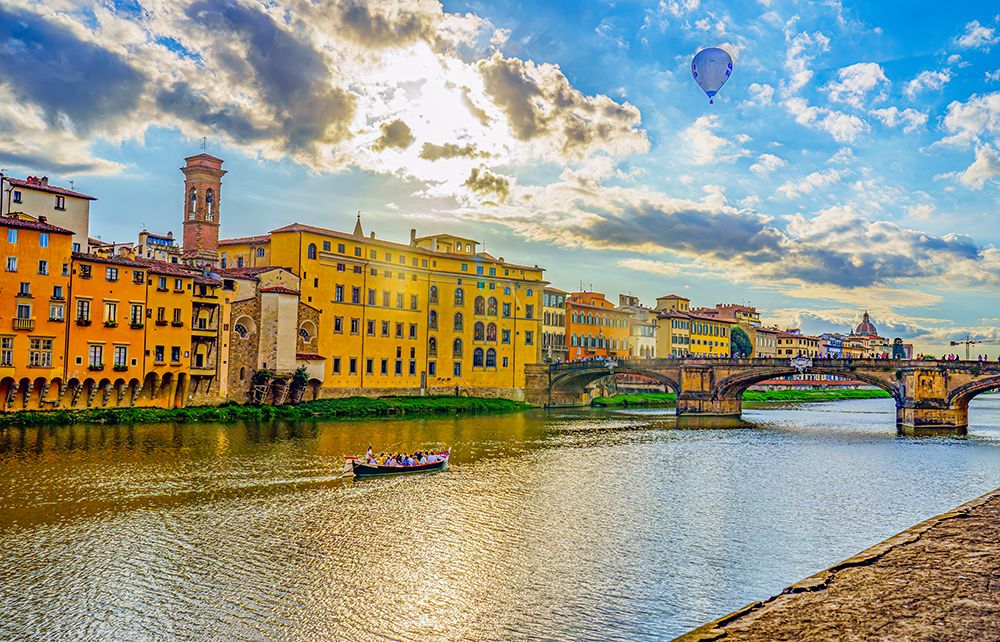 Ponte alle Grazie, Florence, Italy. sunset of modern bridge rebuilt in 1953. art print by Murray McCallum for $57.95 CAD