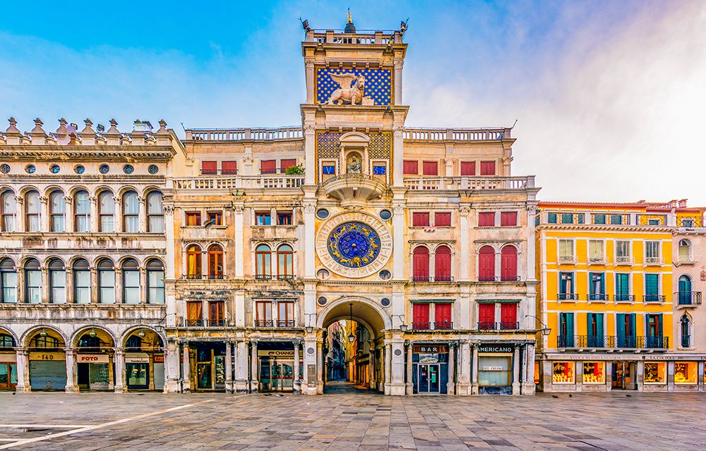 Torre dellOrologio, St. Marks Clock Tower, Venice, Italy. Clock tower built in 1493. art print by Murray McCallum for $57.95 CAD
